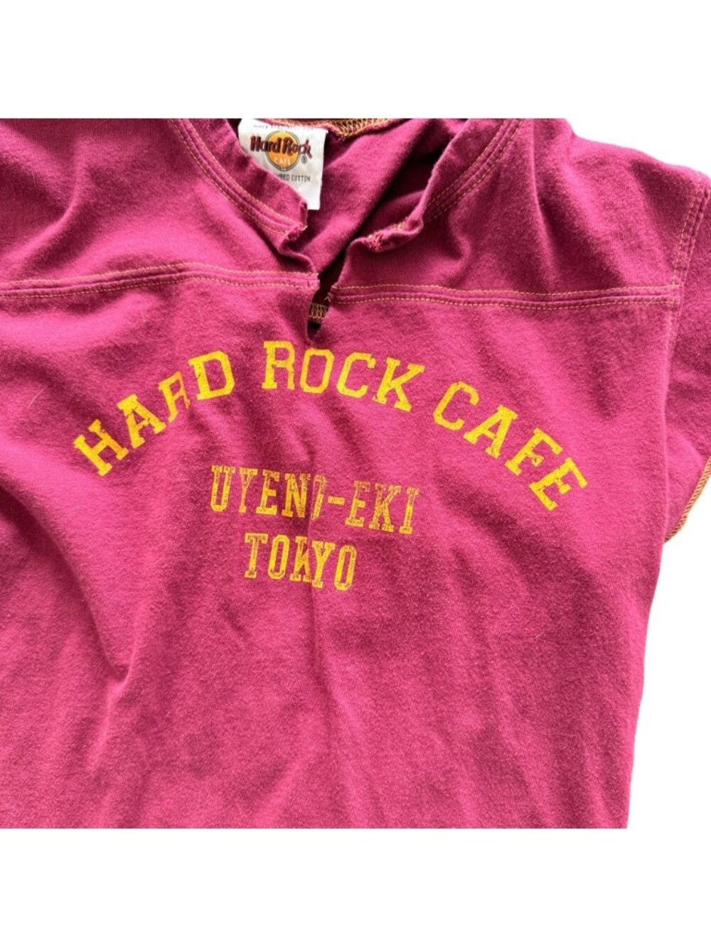 Hard Rock Cafe Tokyo Ueno-Eki Maroon Graphic Tee Rock Star 71 Jersey Top Womens